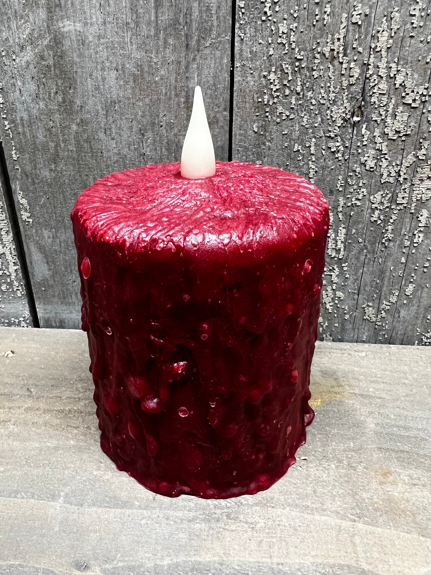 Hand-waxed Candle, RED, 4" TIMER
