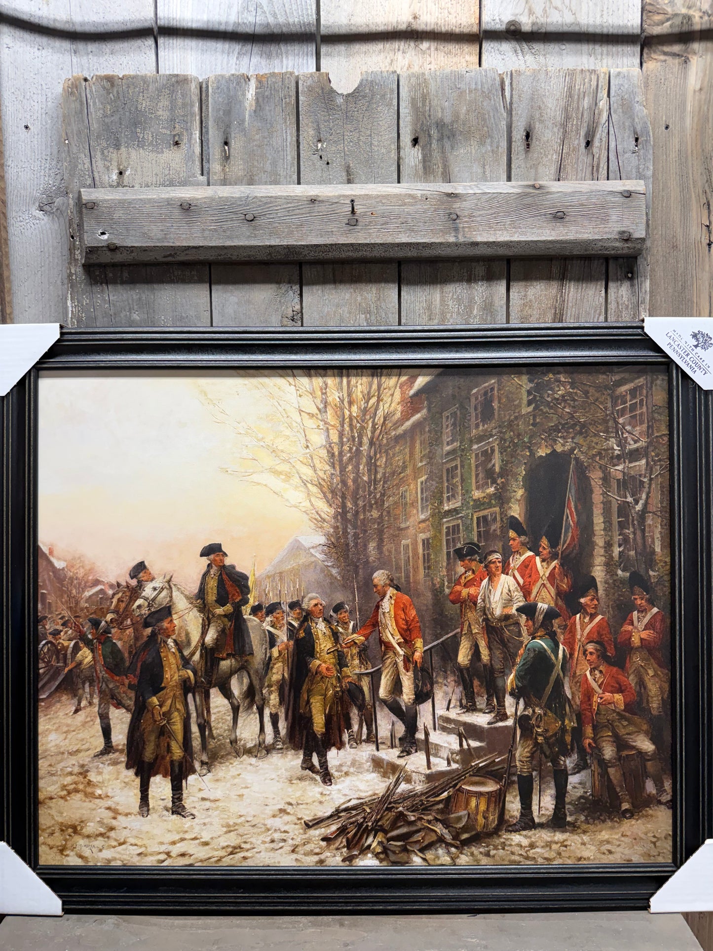 Framed Art, 22X28, GEORGE WASHINGTON IN FRONT OF NASSAU HALL