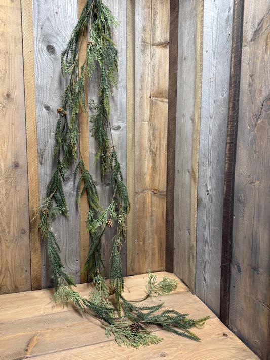 Hanging Garland, 6', MIXED PINE/PINECONE