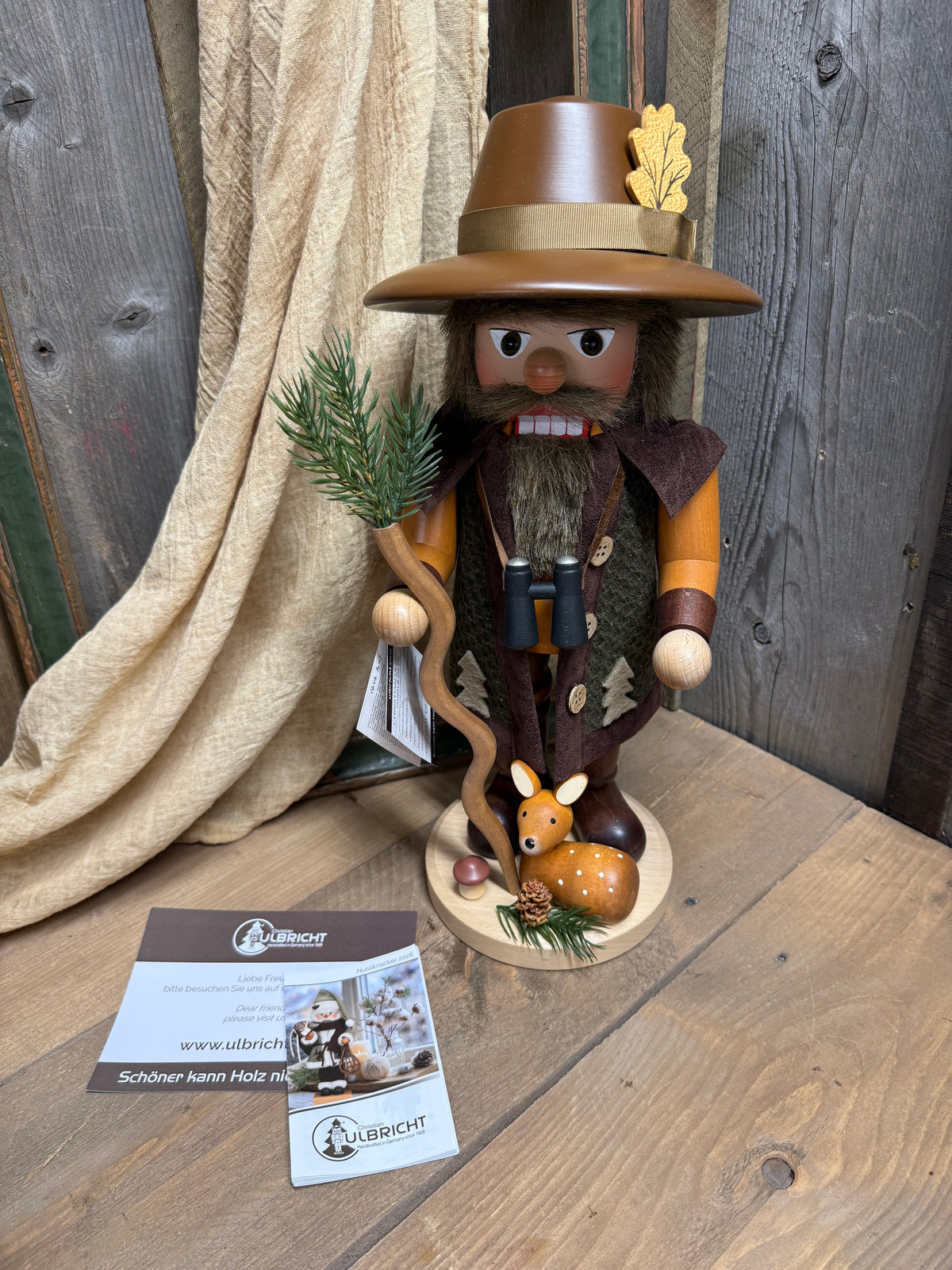 WOODSMAN/FAWN, NATURAL 15.5” Nutcracker