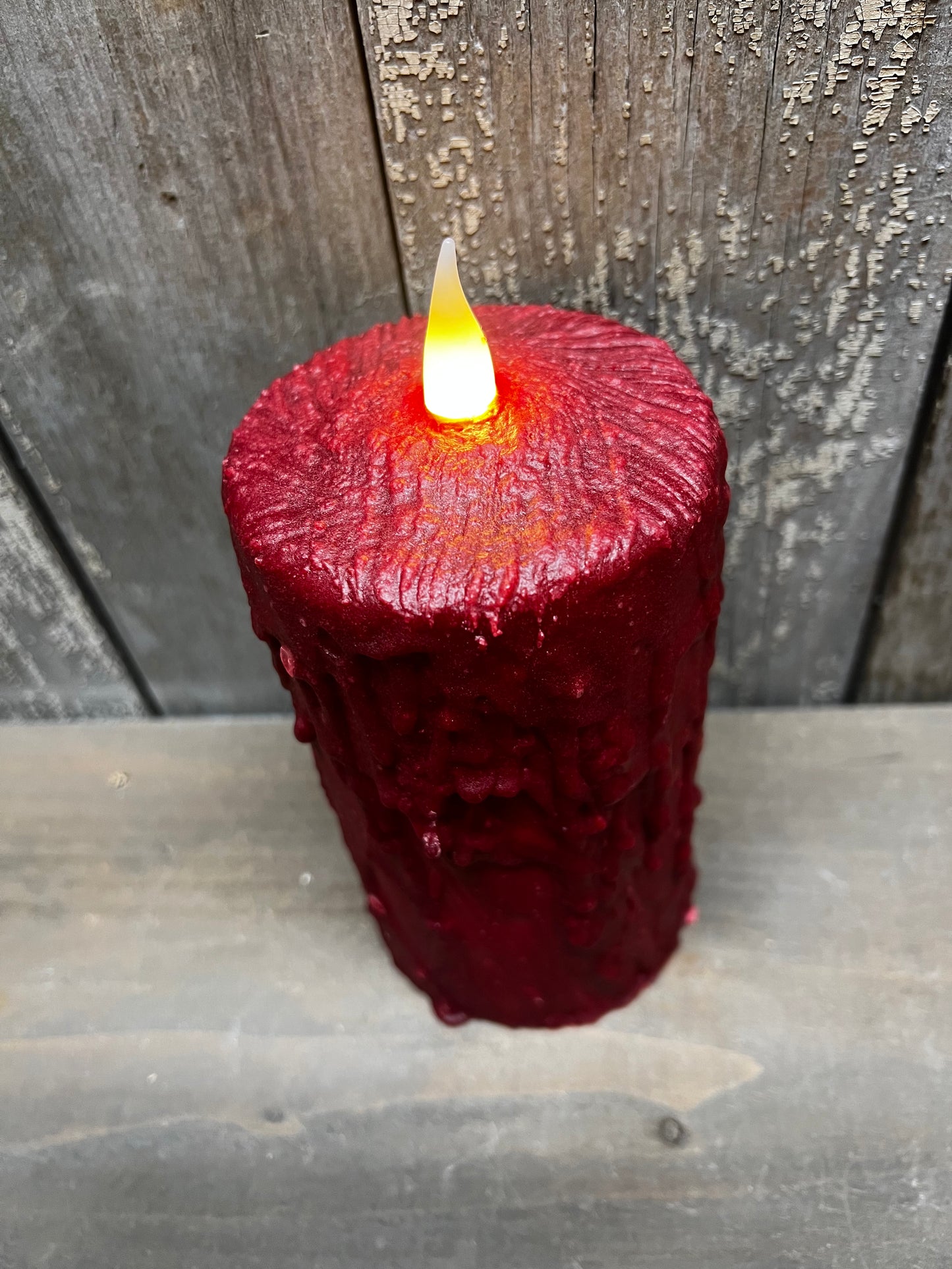Hand-waxed Candle, RED, 6" TIMER