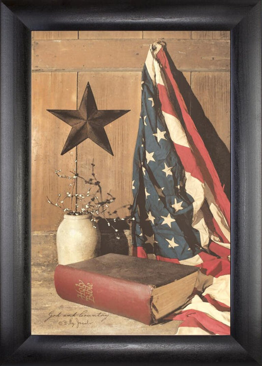 Framed Art, 12x18, GOD AND COUNTRY