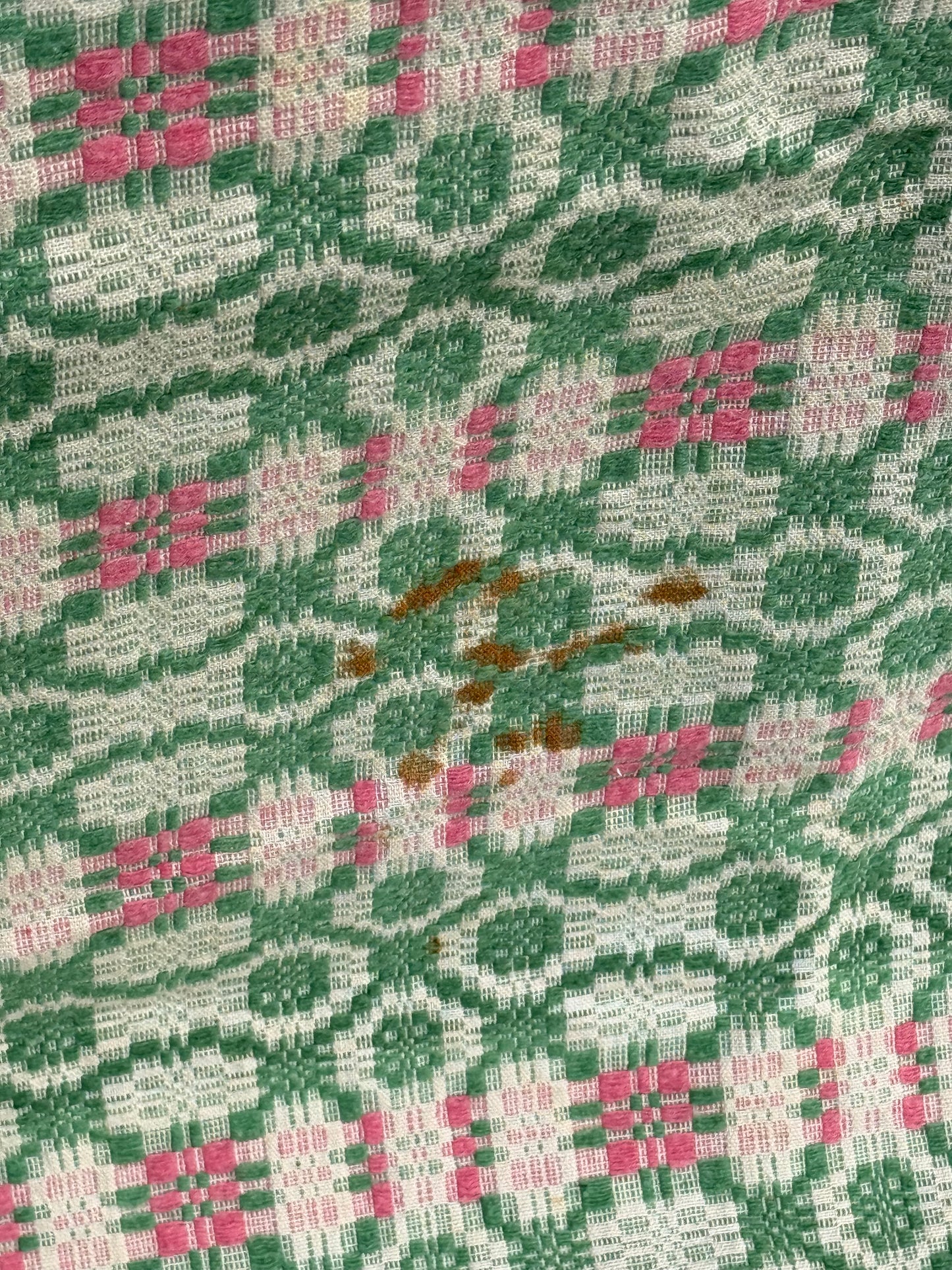 Coverlet, 70"x 95", GREEN/PINK/ CREAM