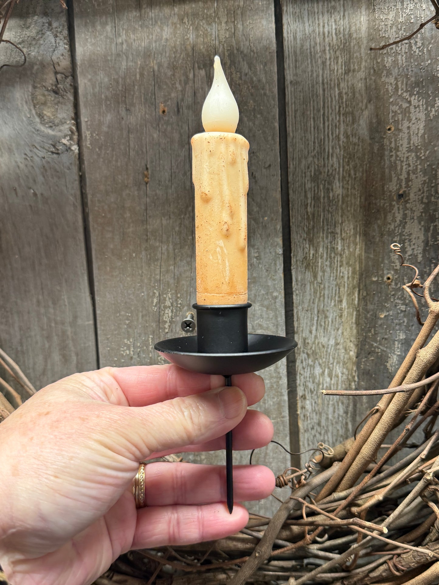 Candle Holder, Taper, BLACK W/SPIKE