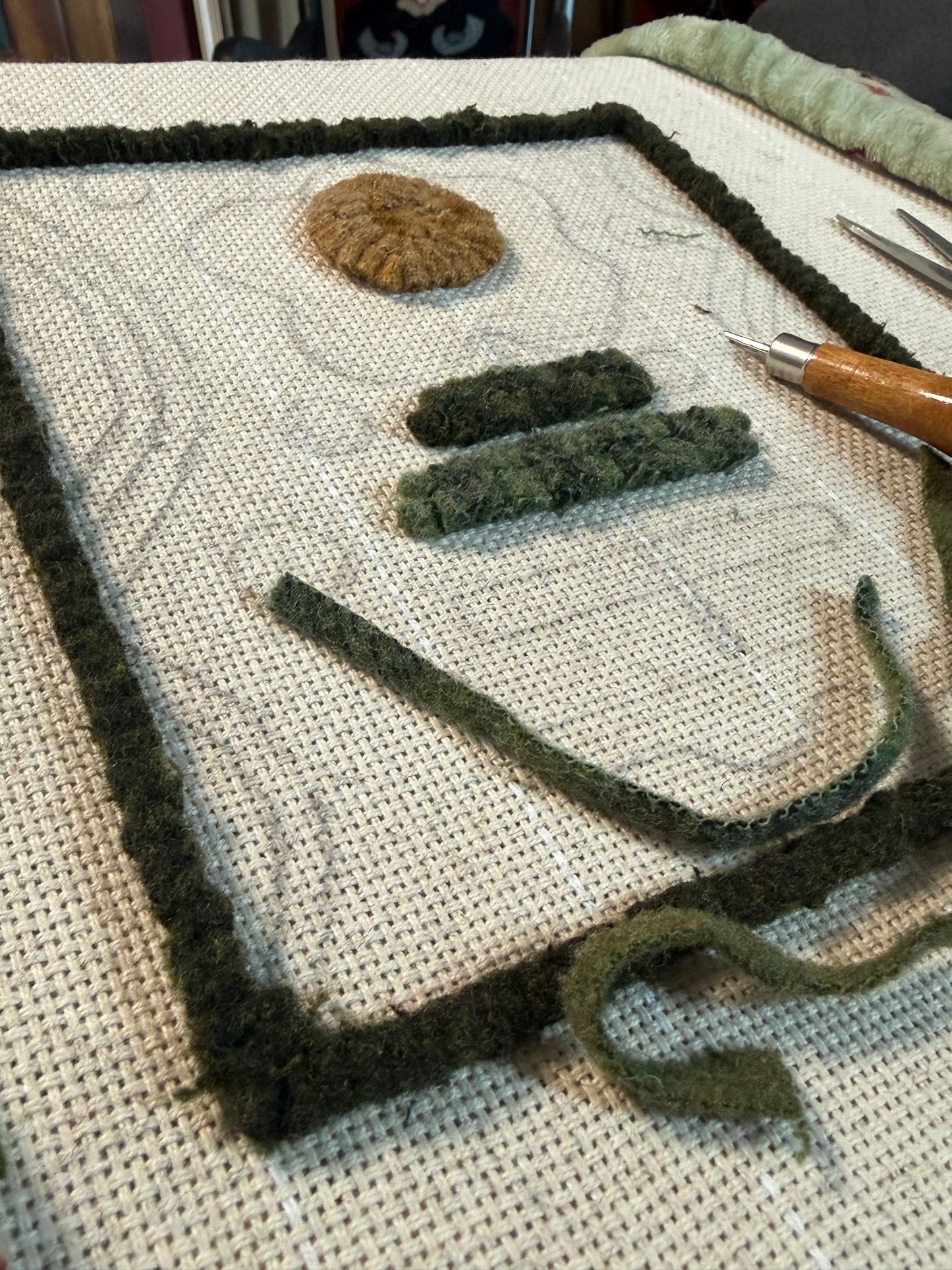"PENNY, POSEY, POCKET", 24', Hooked Rug & Basket