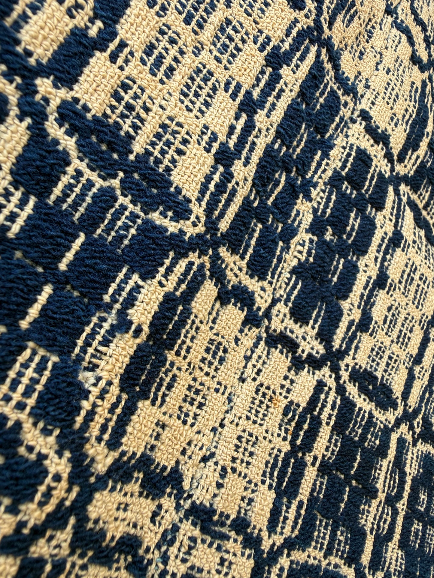 COVERLET, 68"x 92", Navy/Tan