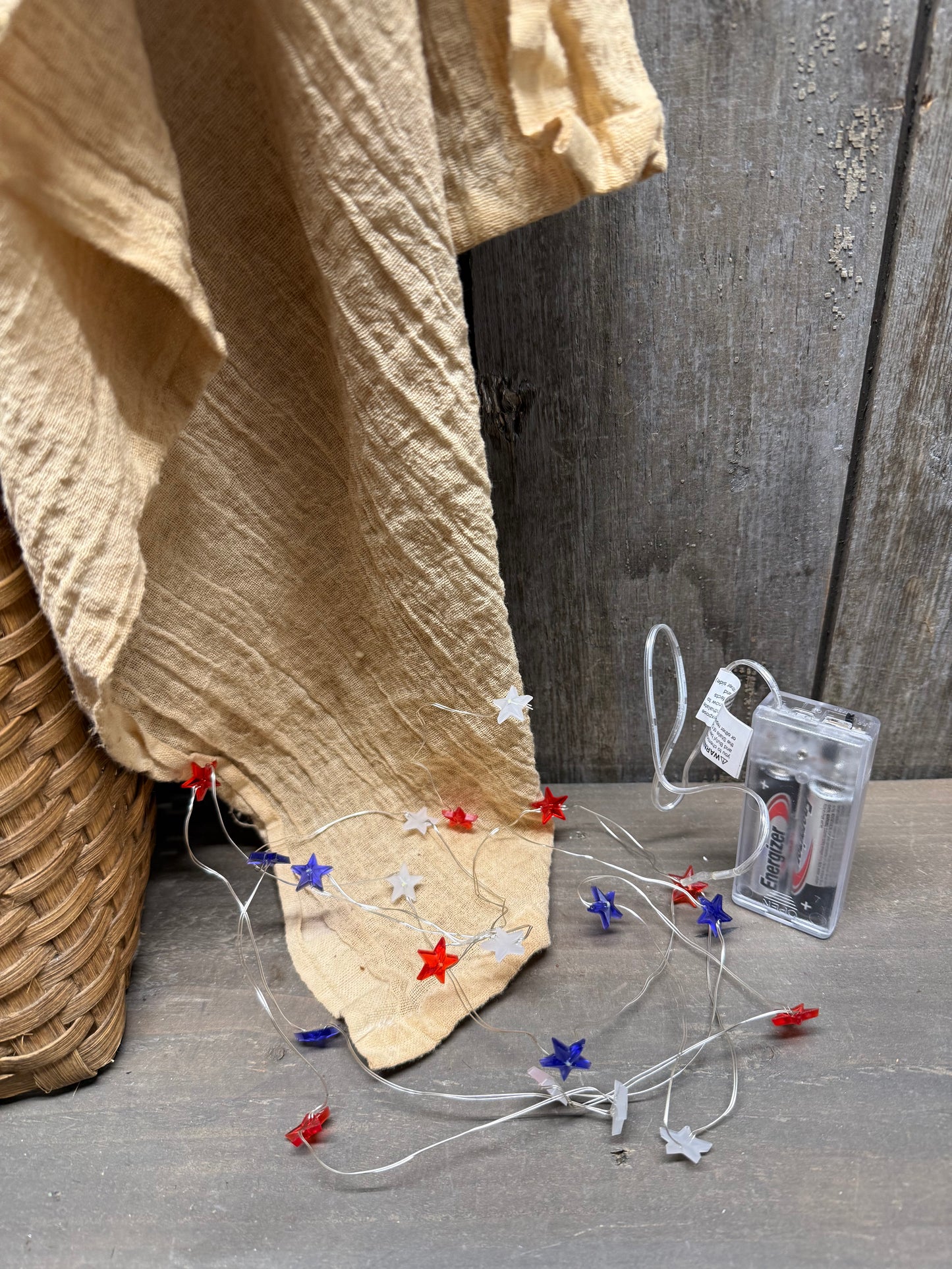 Wire Lights, 20 Bulb, TIMER, MINI STAR PATRIOTIC