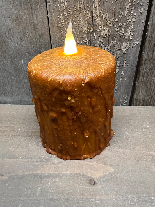 Hand-waxed Candle, BROWN, 4" TIMER