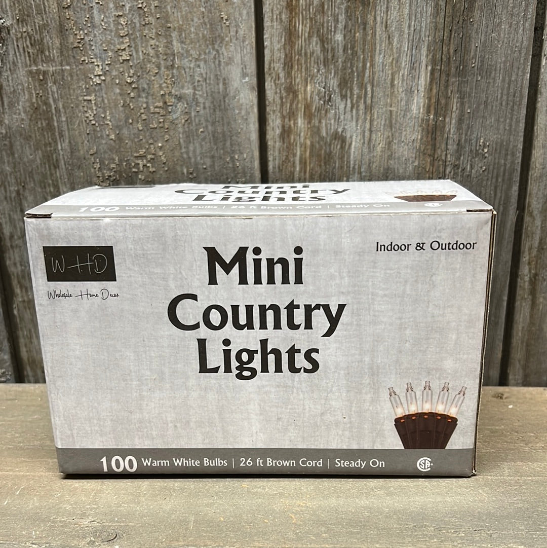 Country Lights, Brown Cord, 100 Count, WARM WHITE