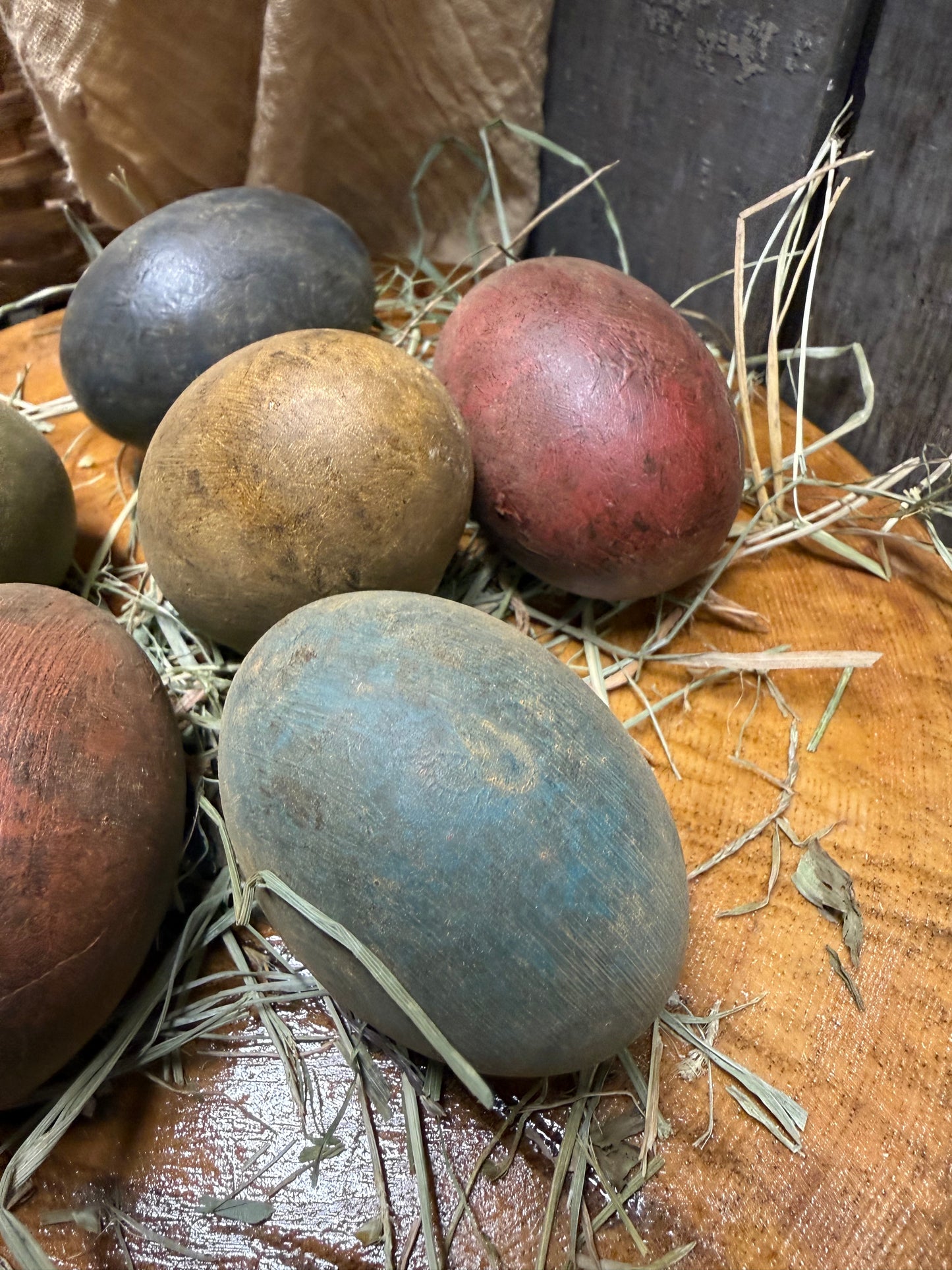 Wooden Eggs, Set/6, DULL & DRAB
