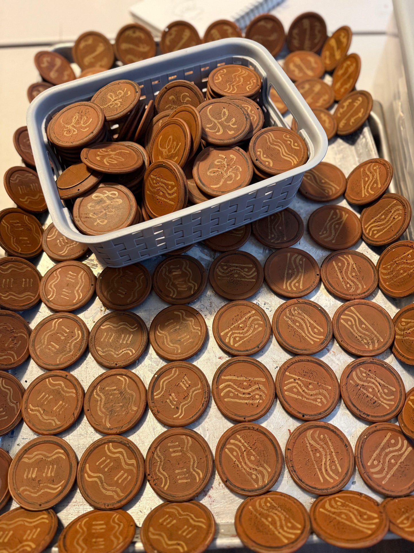 Ornament, Wooden, Set/6, “REDWARE”