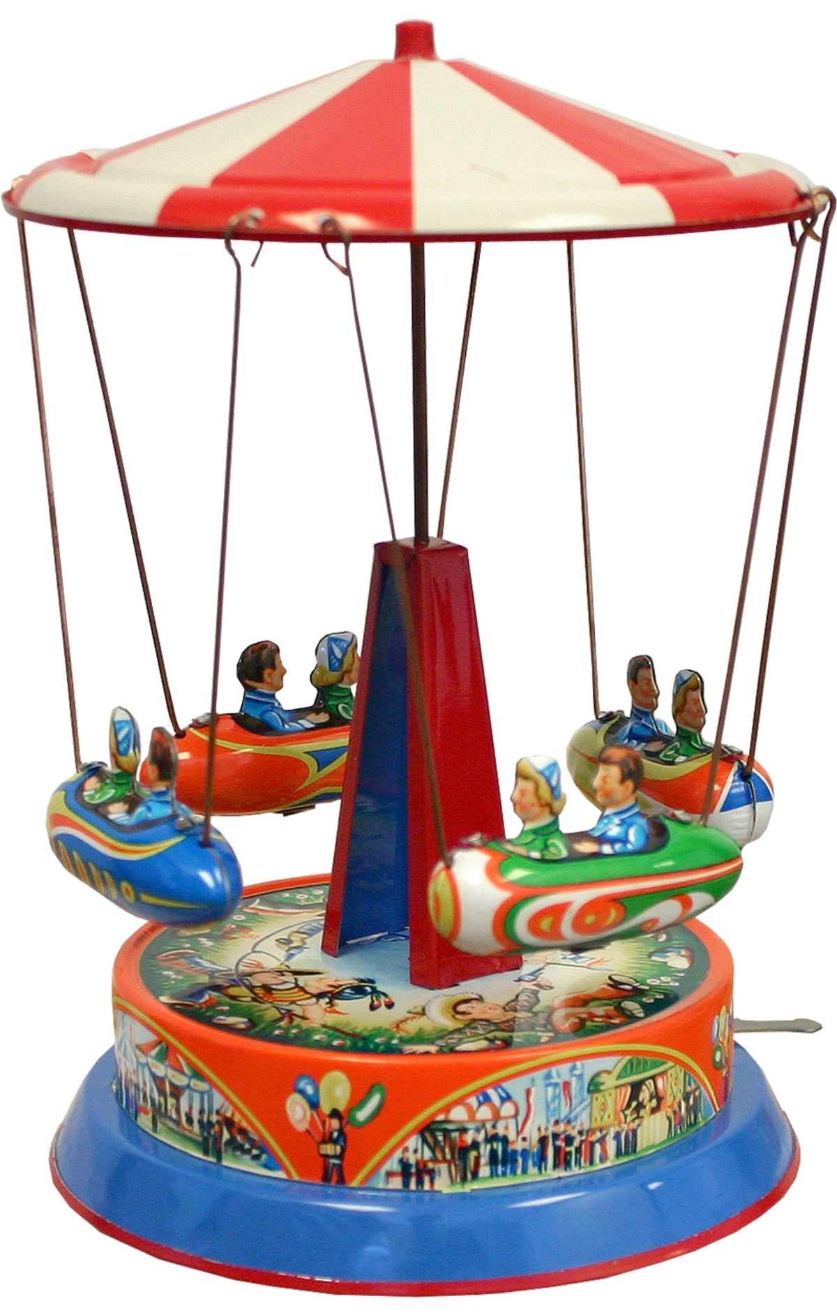 TIN WINDUP TOY, 7.5”, Tin Rocket Carousel