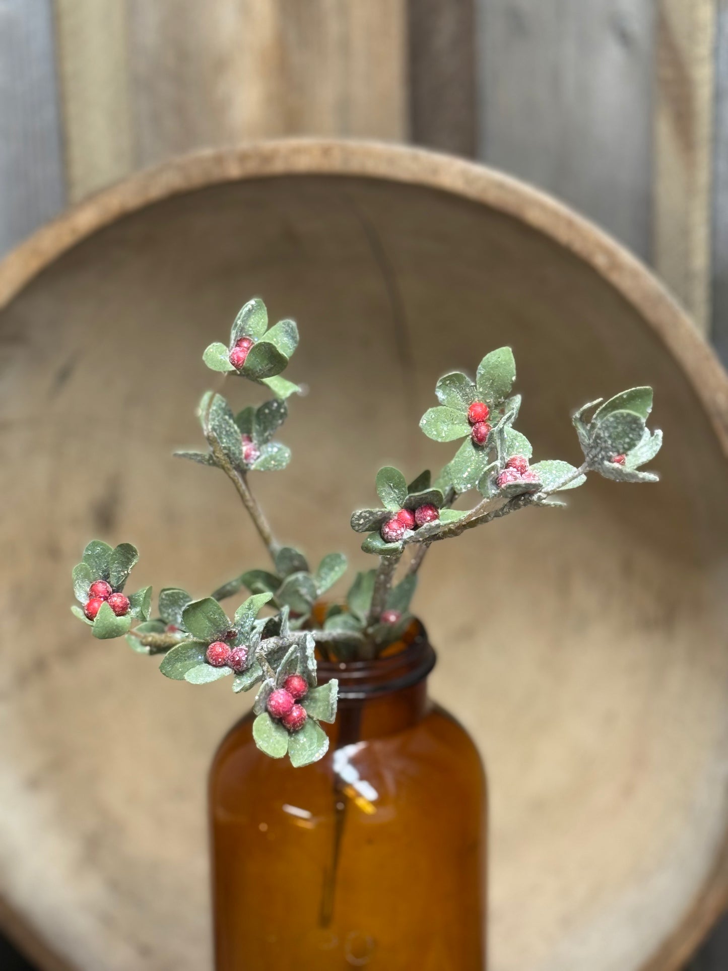 Pick, 17", GREEN LEAF & RED BERRY