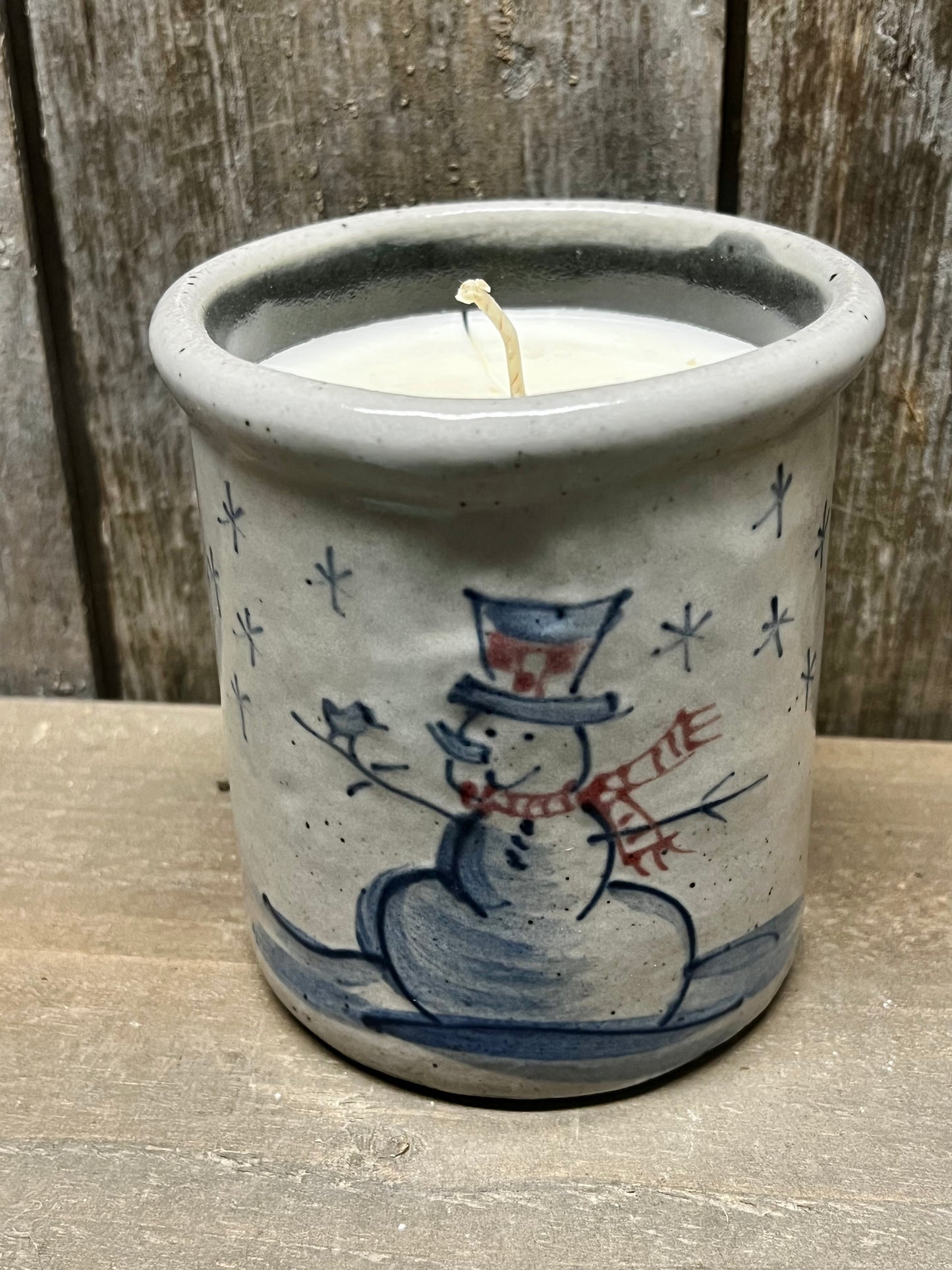 Candle Crock, Rowe Pottery, SNOWMAN