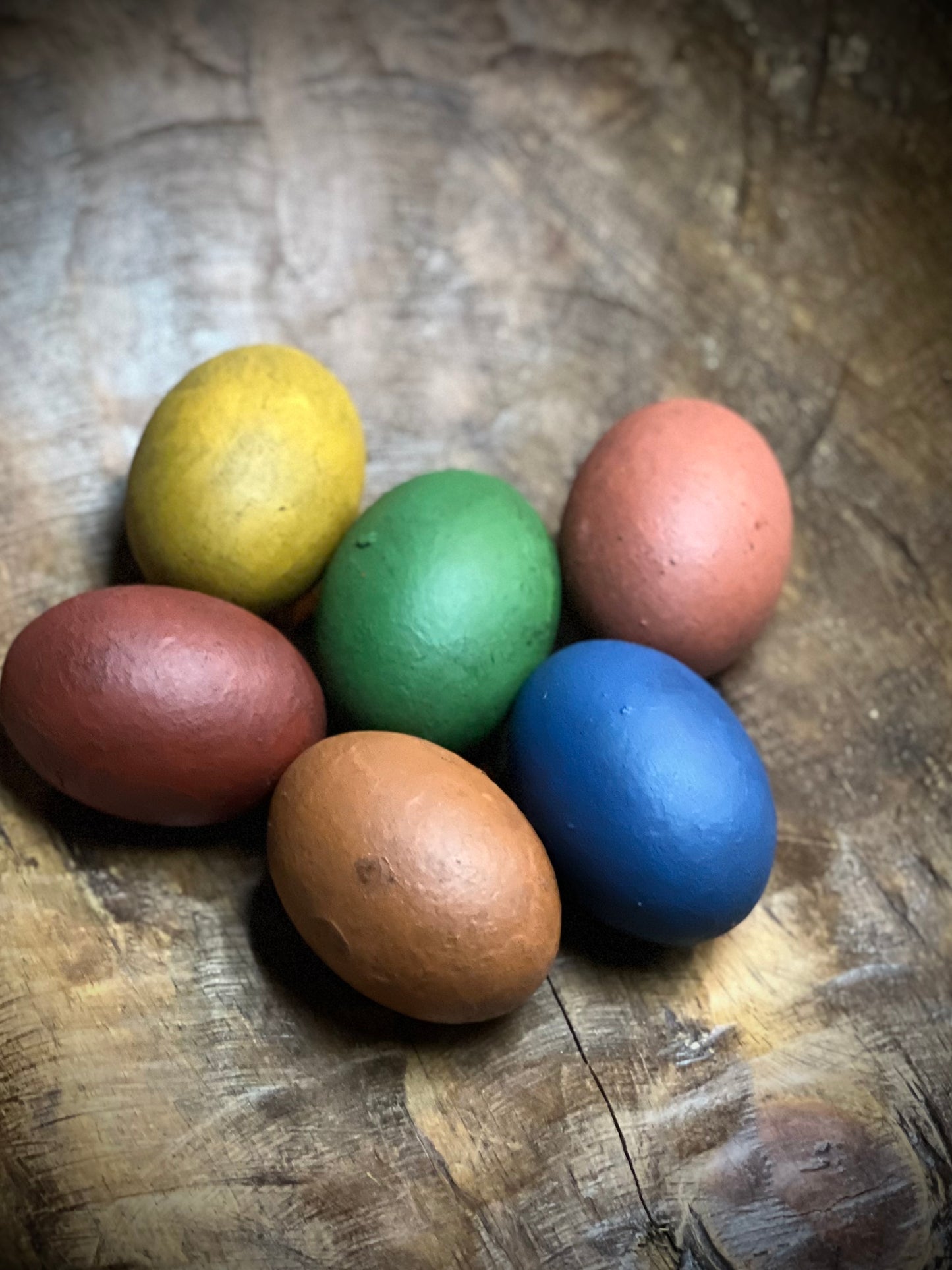 Wooden Eggs, Set/6, Grungy, COLORED