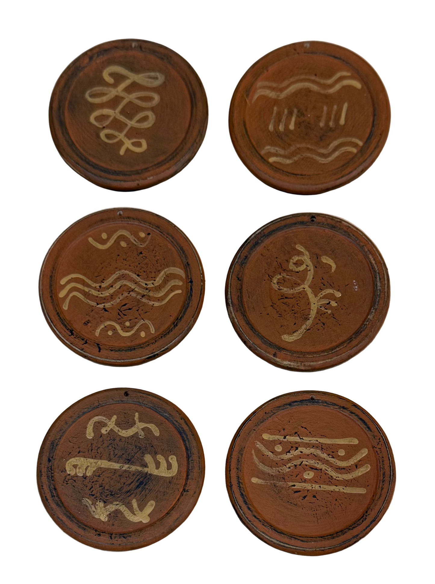 Ornament, Wooden, Set/6, “REDWARE”