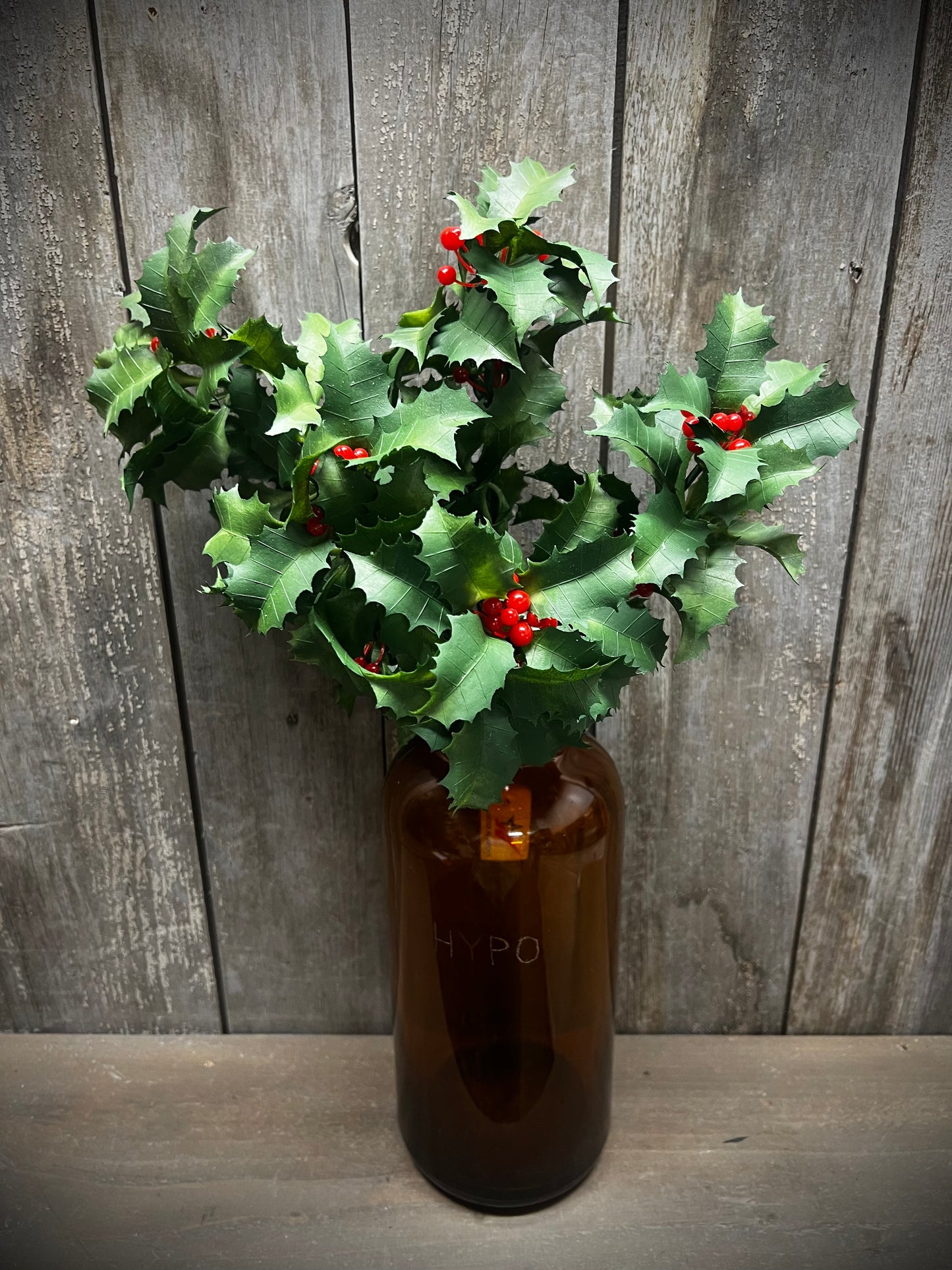 Bush, 14”, HOLLY & BERRIES