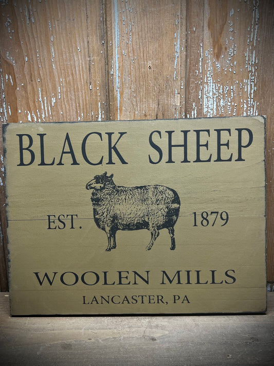Sign, 12"x 16", BLACK SHEEP WOOLEN MILL