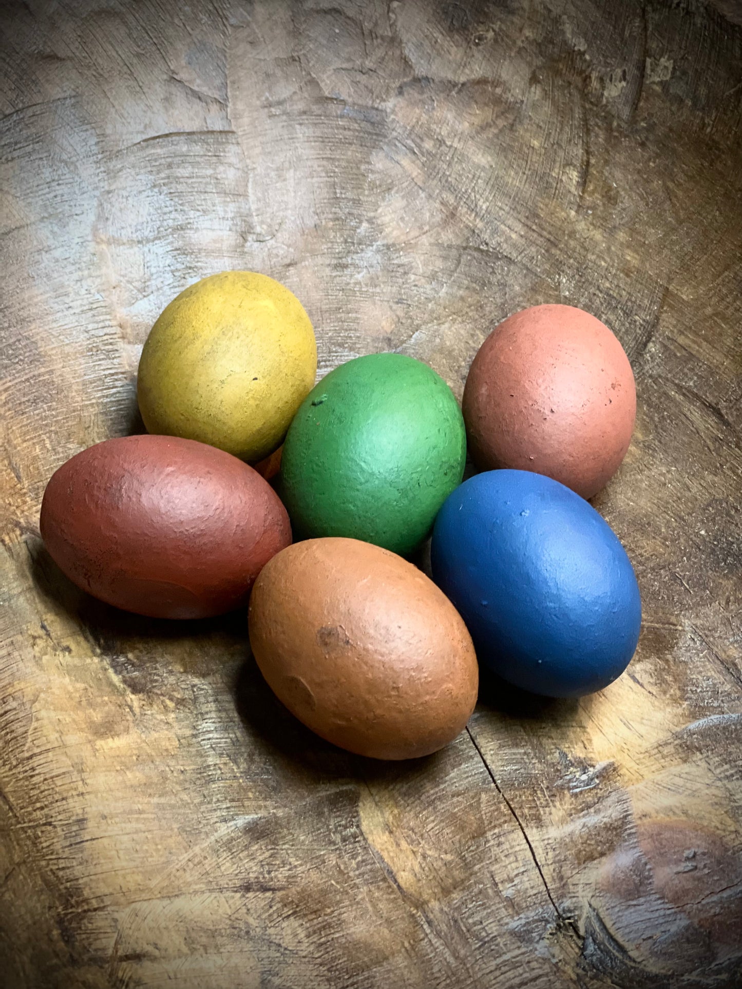 Wooden Eggs, Set/6, Grungy, COLORED