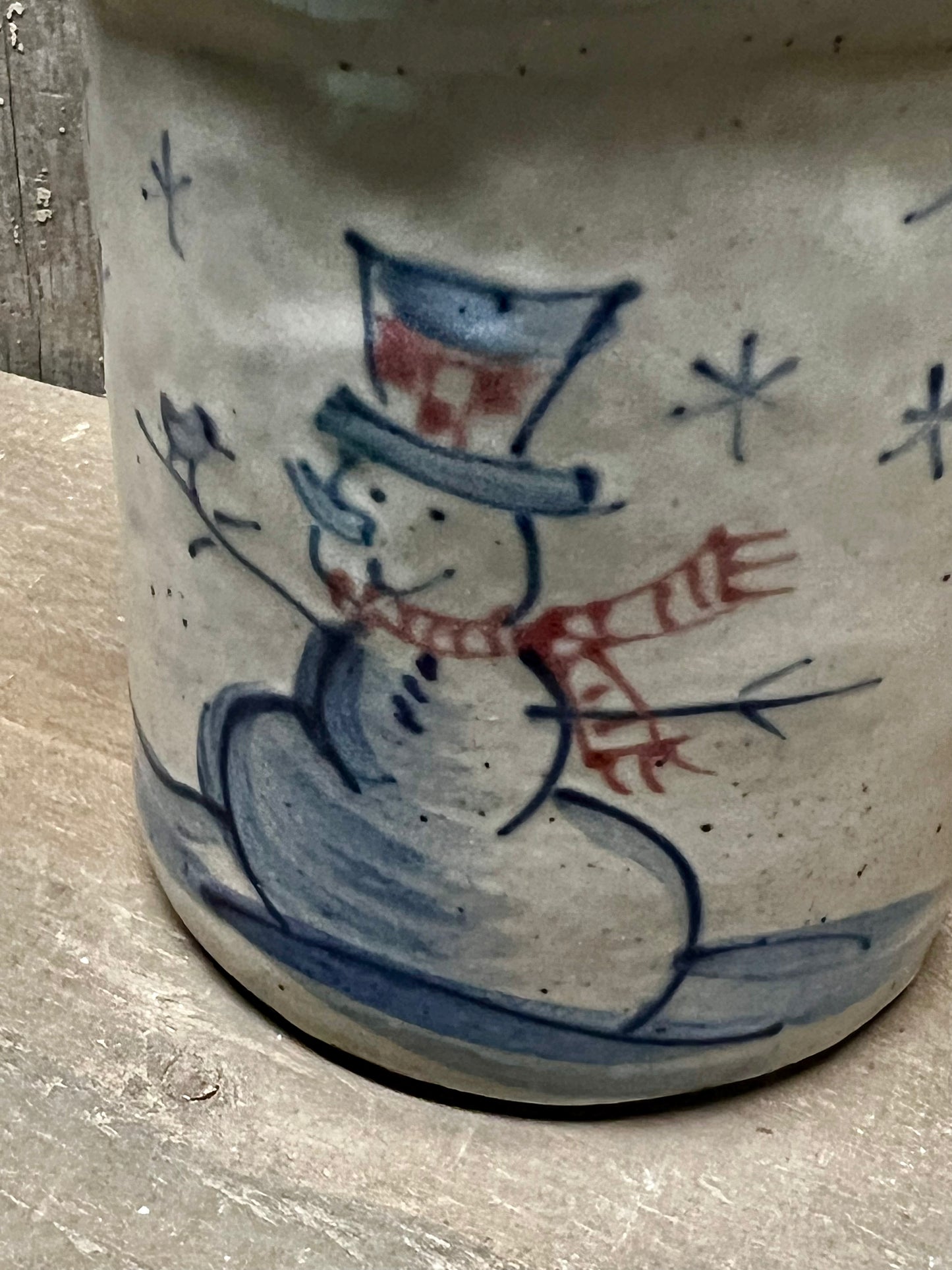 Candle Crock, Rowe Pottery, SNOWMAN