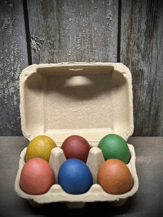 Wooden Eggs, Set/6, Grungy, COLORED