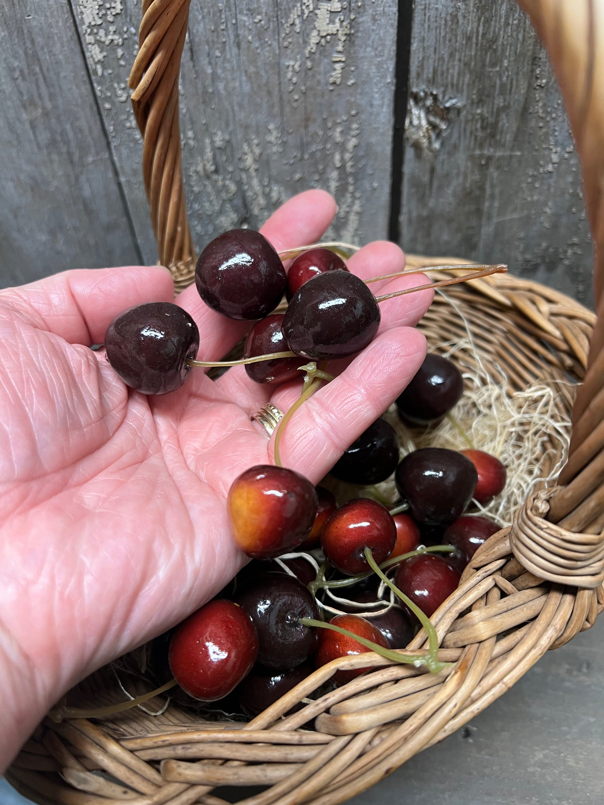 Basket of Cherries – Little Village Primitives Basket of Cherries – Little Village Primitives