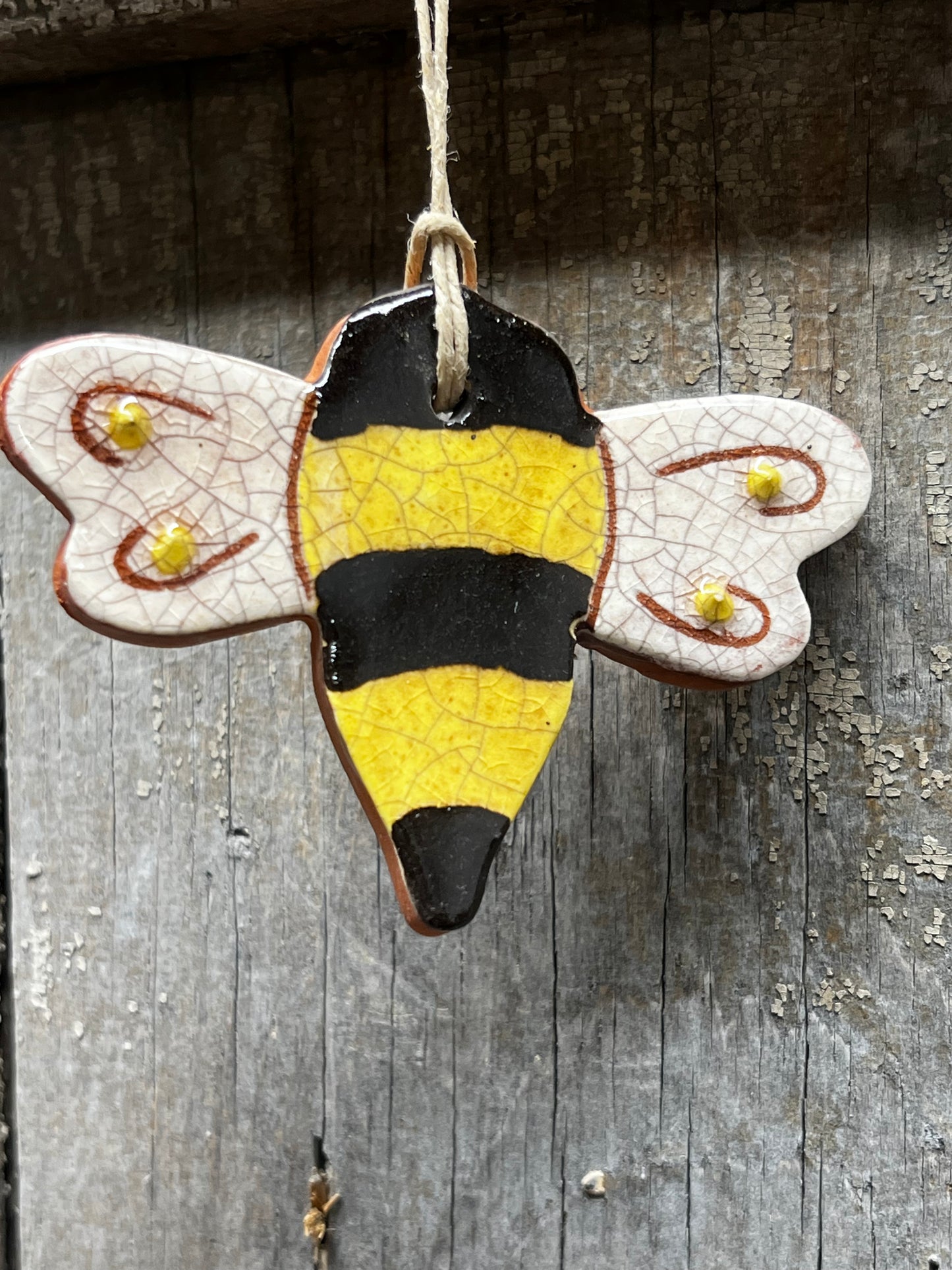 Ornament, Redware, BUMBLEBEES & BERRIES