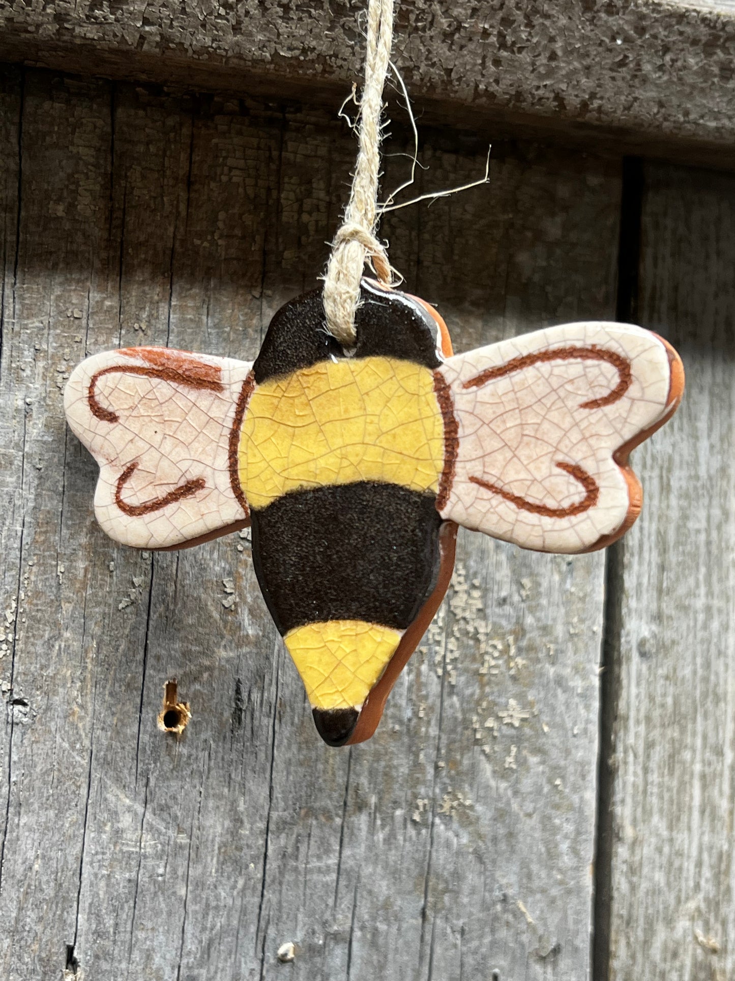 Ornament, Redware, BUMBLEBEES & BERRIES