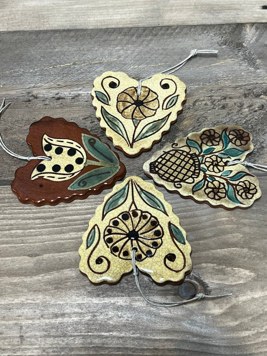 Ornament, Redware, SCALLOPED HEART