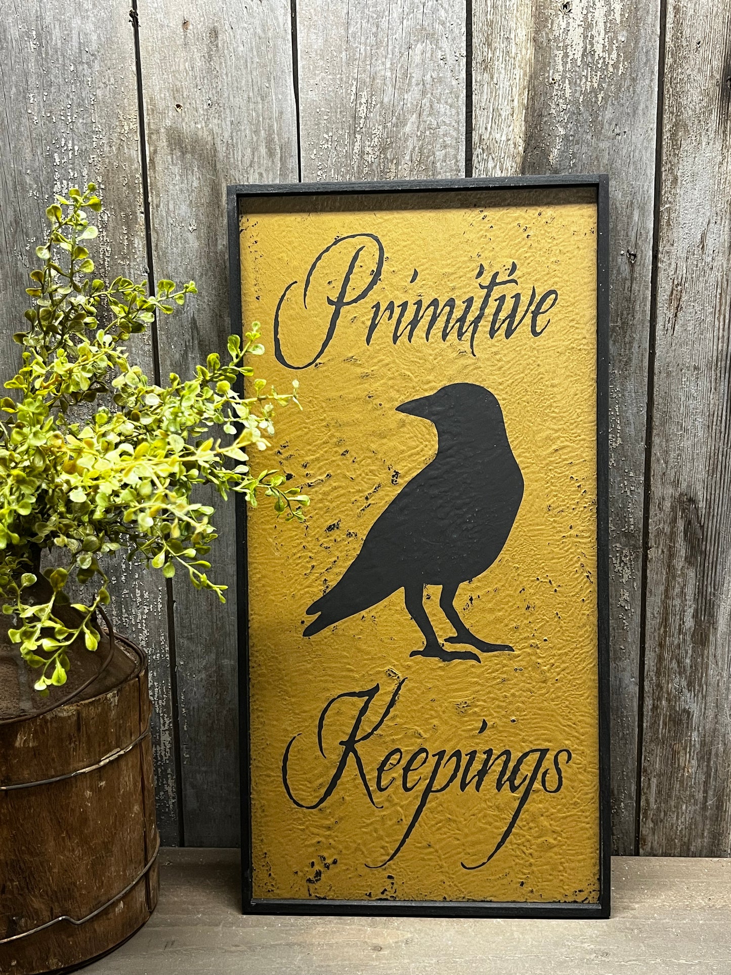 Framed Sign, 10"x 20", PRIMITIVE KEEPING