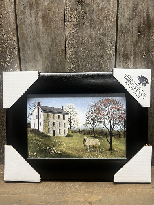 Framed Art, 6x9, HOUSE & SHEEP