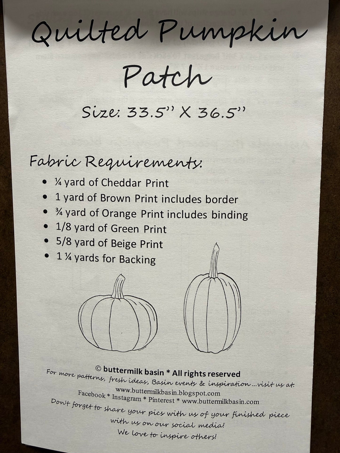 Pattern, QUILTED PUMPKIN PATCH
