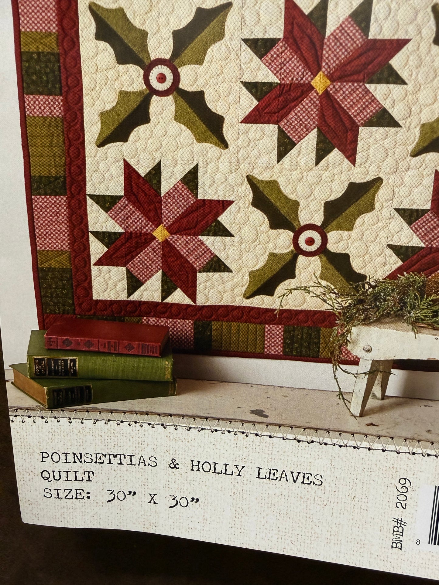 Pattern, POINSETTIA & HOLLY LEAVES QUILT