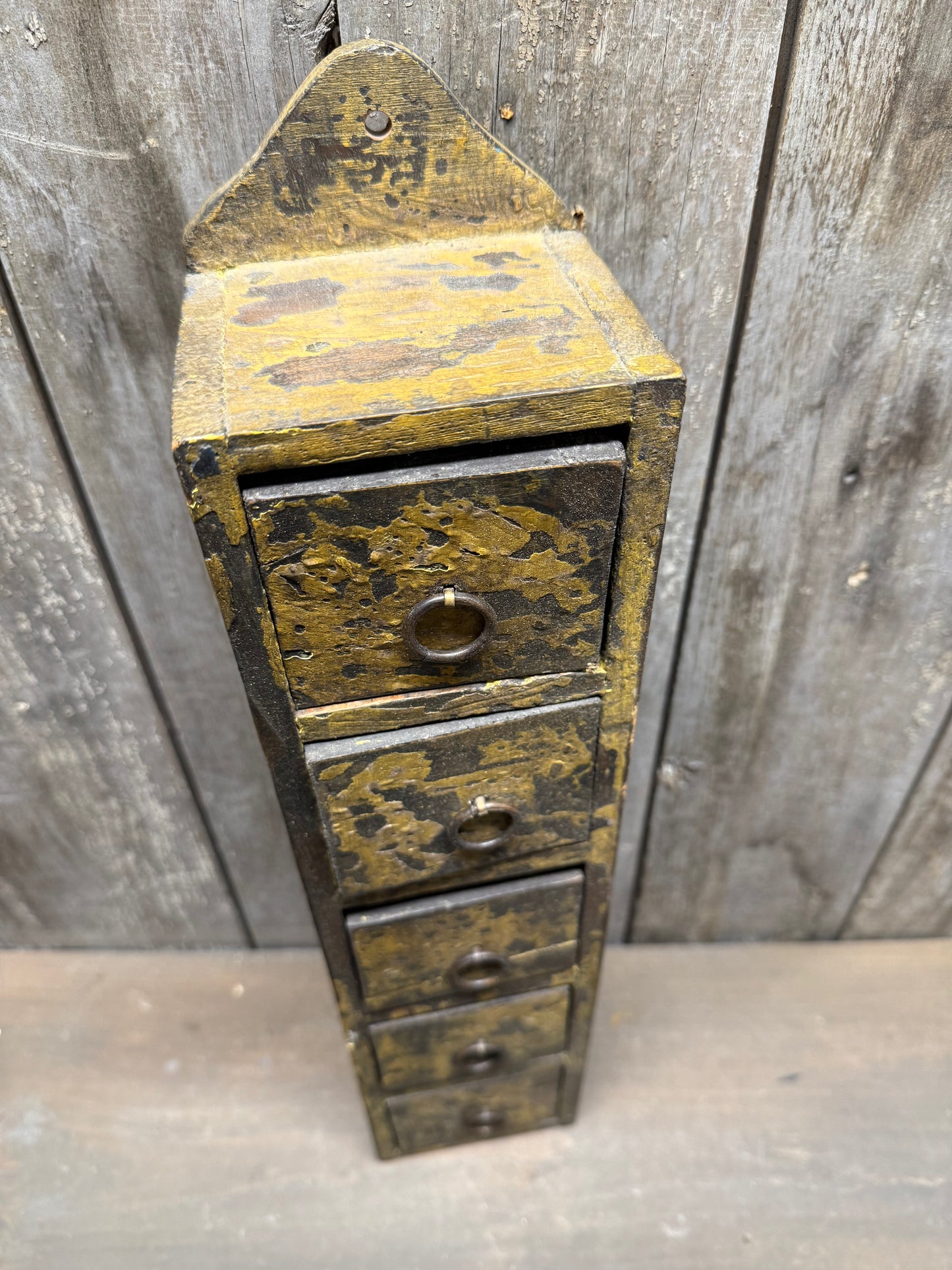 WALL BOX, 5 Drawer, Primitive Mustard Paint