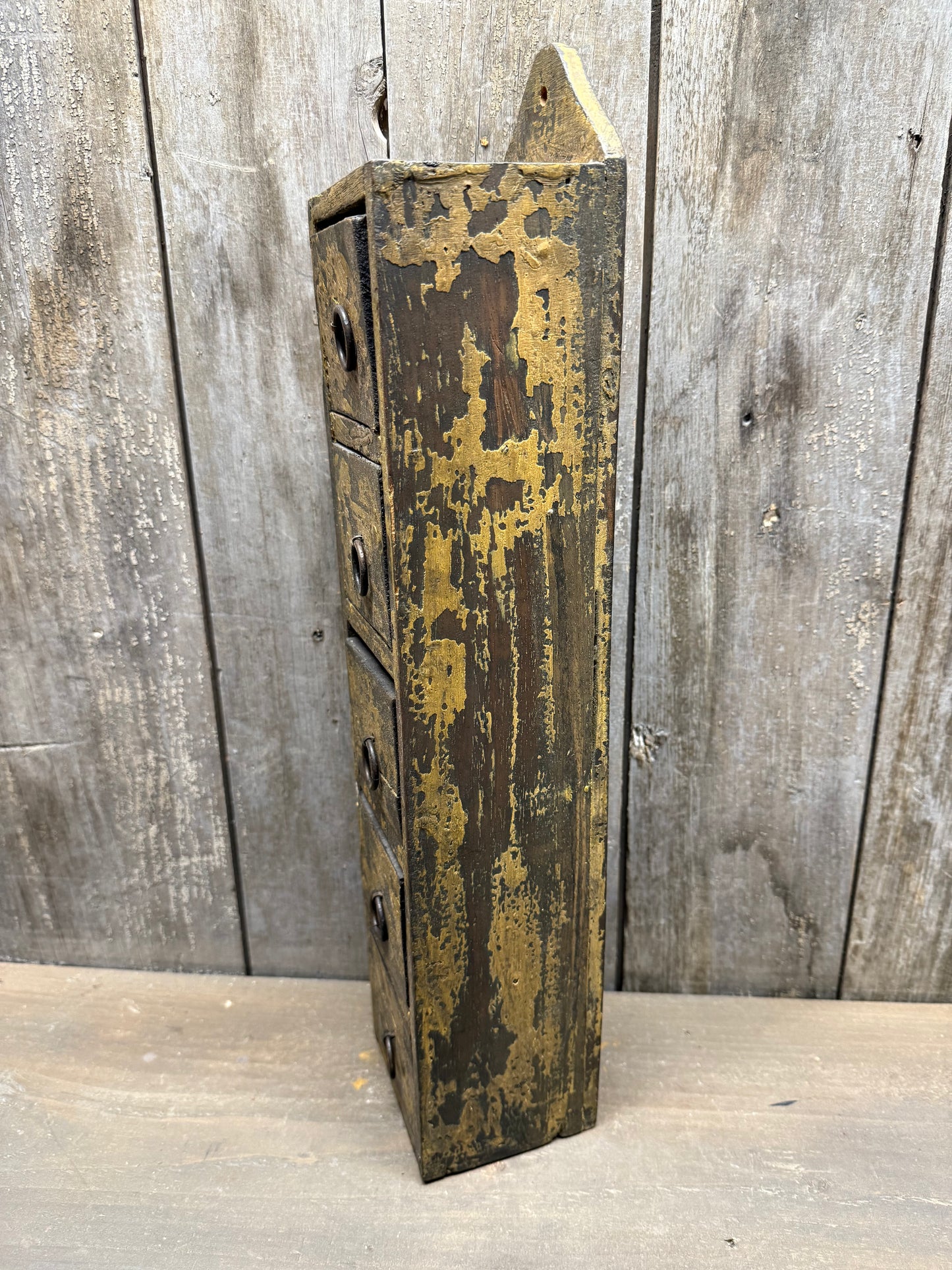 WALL BOX, 5 Drawer, Primitive Mustard Paint