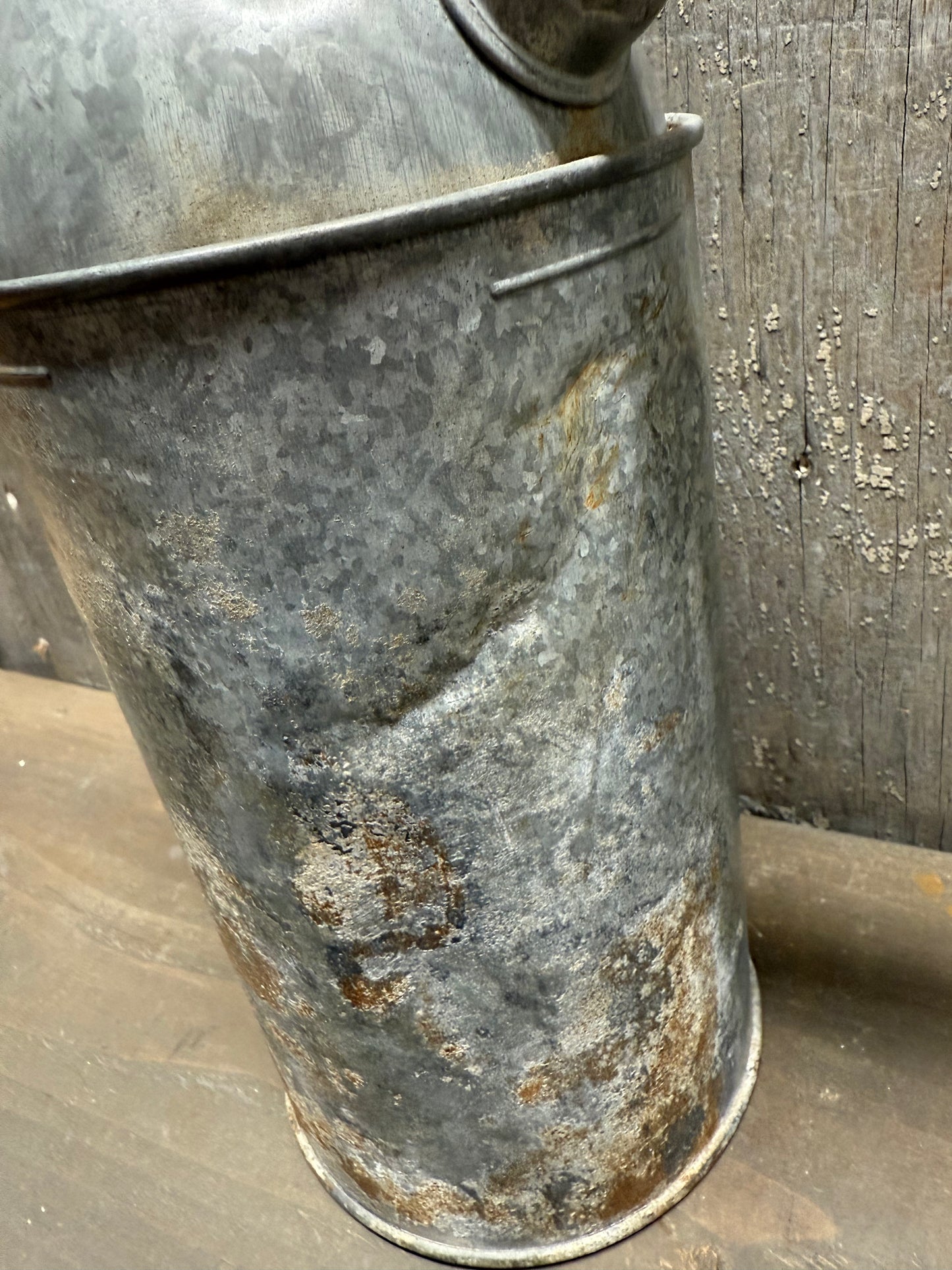 OLD CAN W/SPOUT, Two U.S QTS.