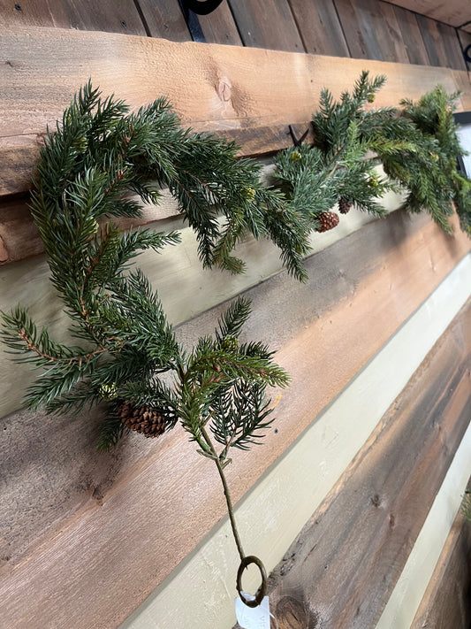 Garland, 6’, WHITE SPRUCE W/CONES