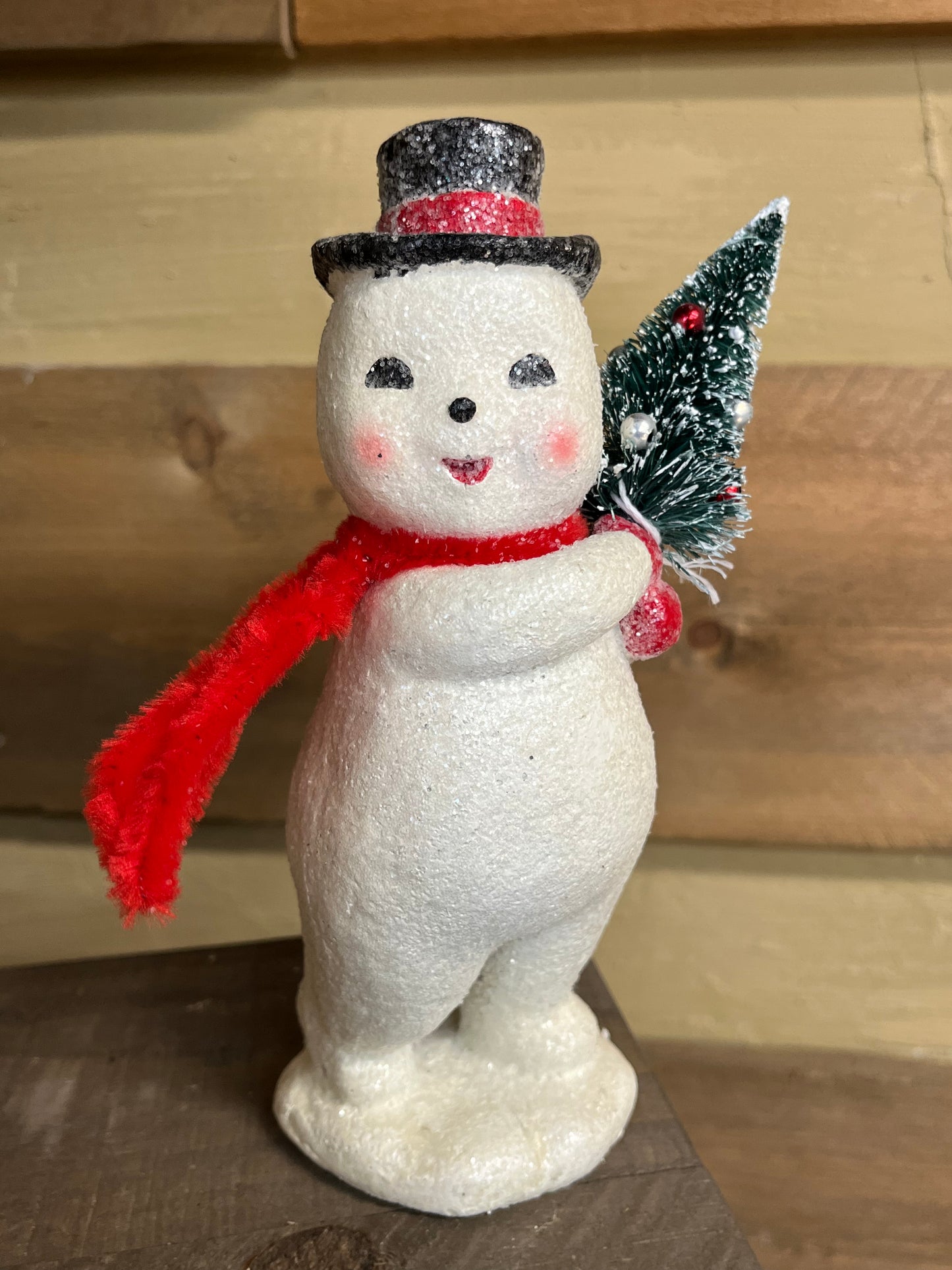 Figurine, 8", SNOWMAN W/ TREE