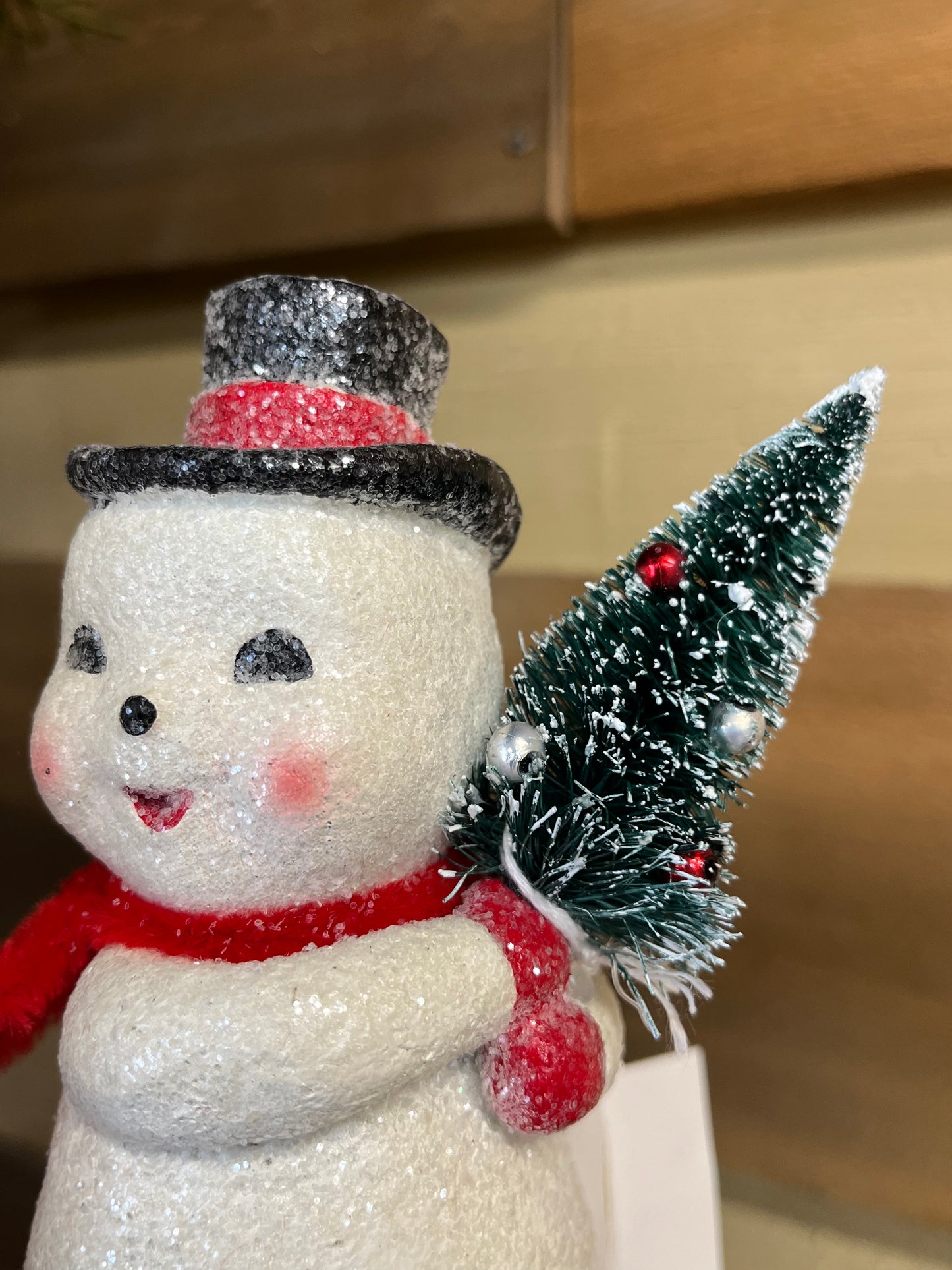 Figurine, 8", SNOWMAN W/ TREE