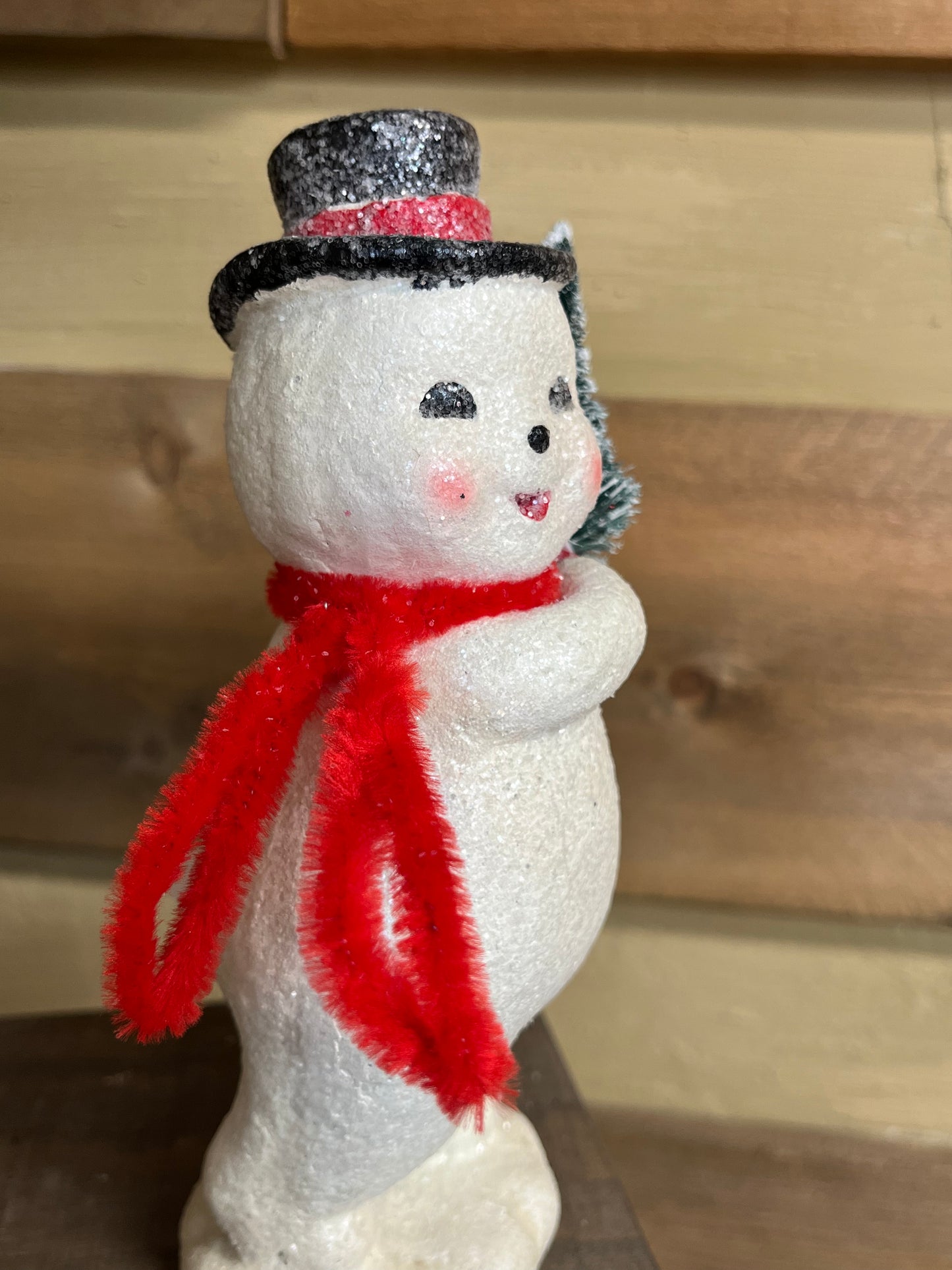 Figurine, 8", SNOWMAN W/ TREE