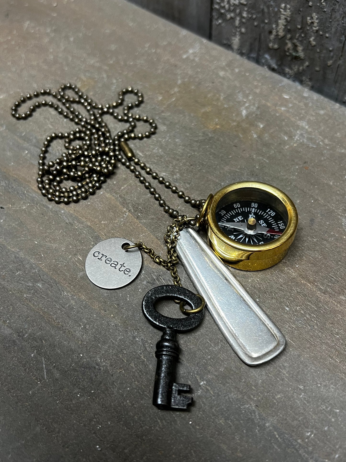 Necklace, Ball Chain, COMPASS