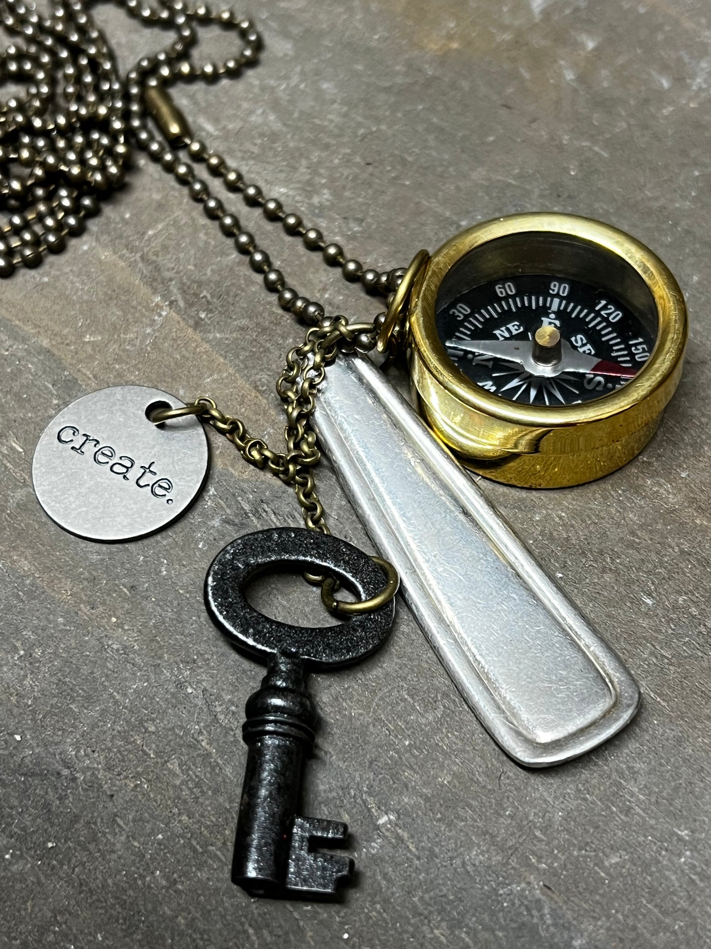 Necklace, Ball Chain, COMPASS