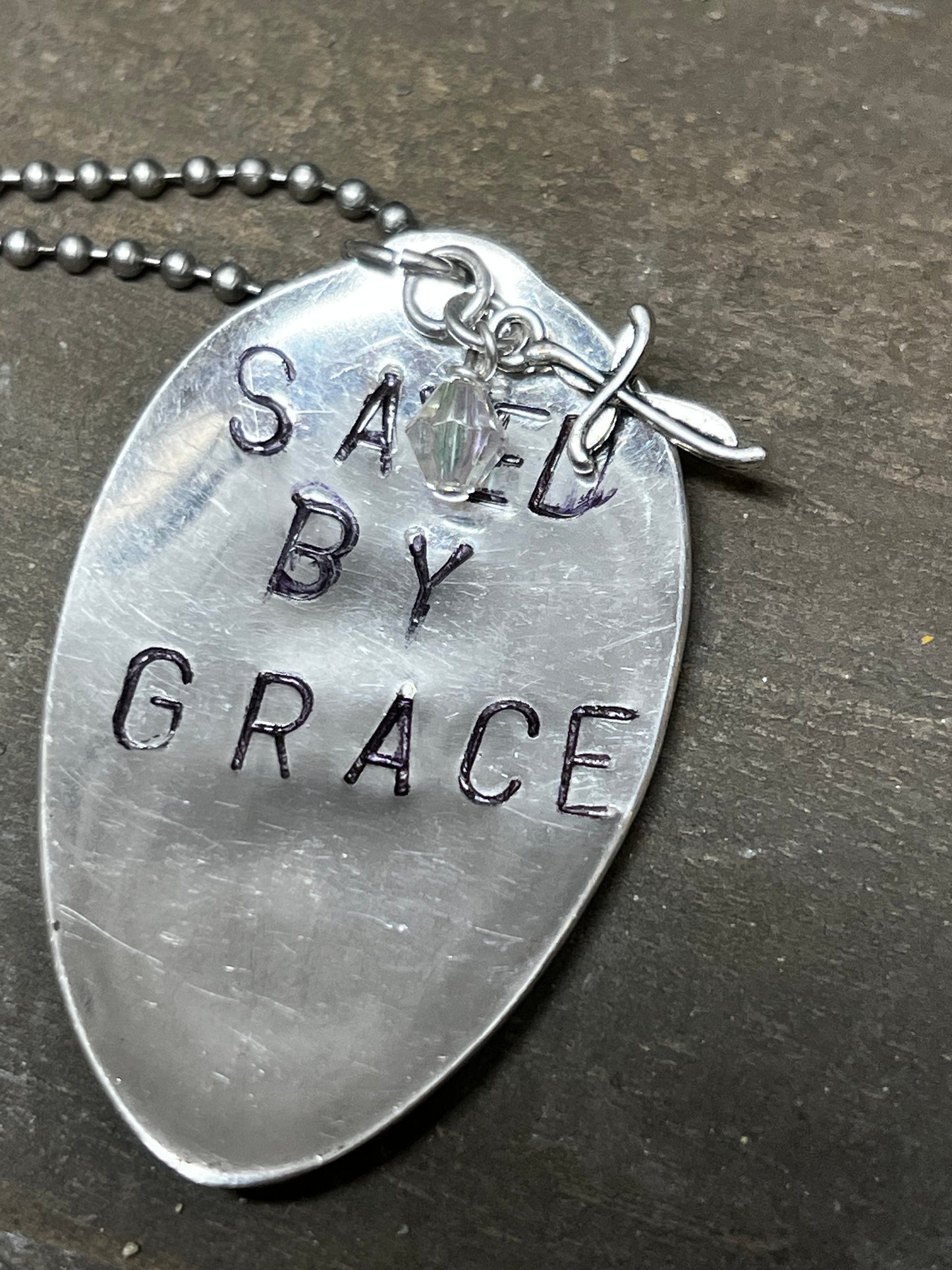Necklace, Ball Chain W/Charms, SAVED BY GRACE