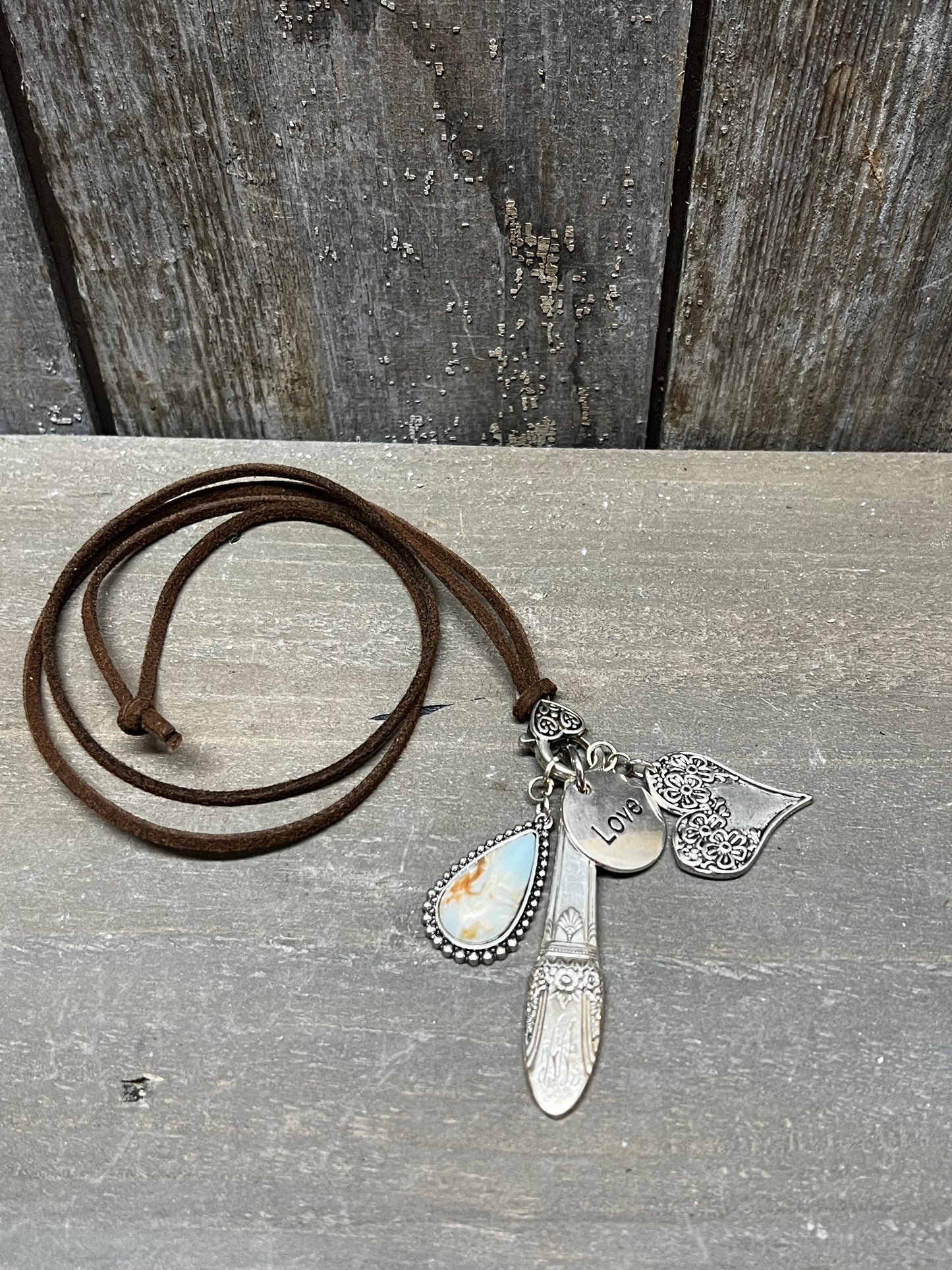 Necklace, Suede Cord W/ Charms, LOVE