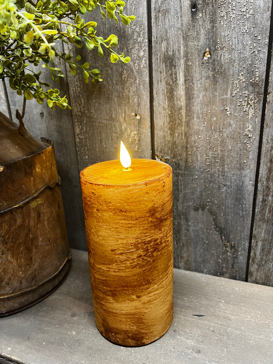 Candle, Thick Pillar, Timer, 8” CINNAMON