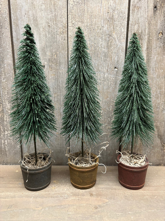 BOTTLE BRUSH TREE/WASHTUB, 11", Assorted