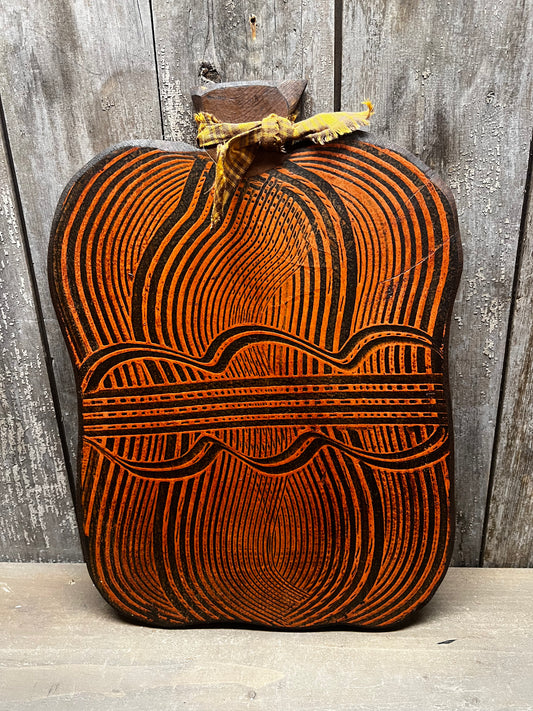 Pumpkin Sitter, 11"x 15", Wax Combed, WAVY LINES