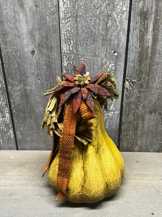 Paper Mache Pumpkin, 8", WOOL SUNFLOWERS