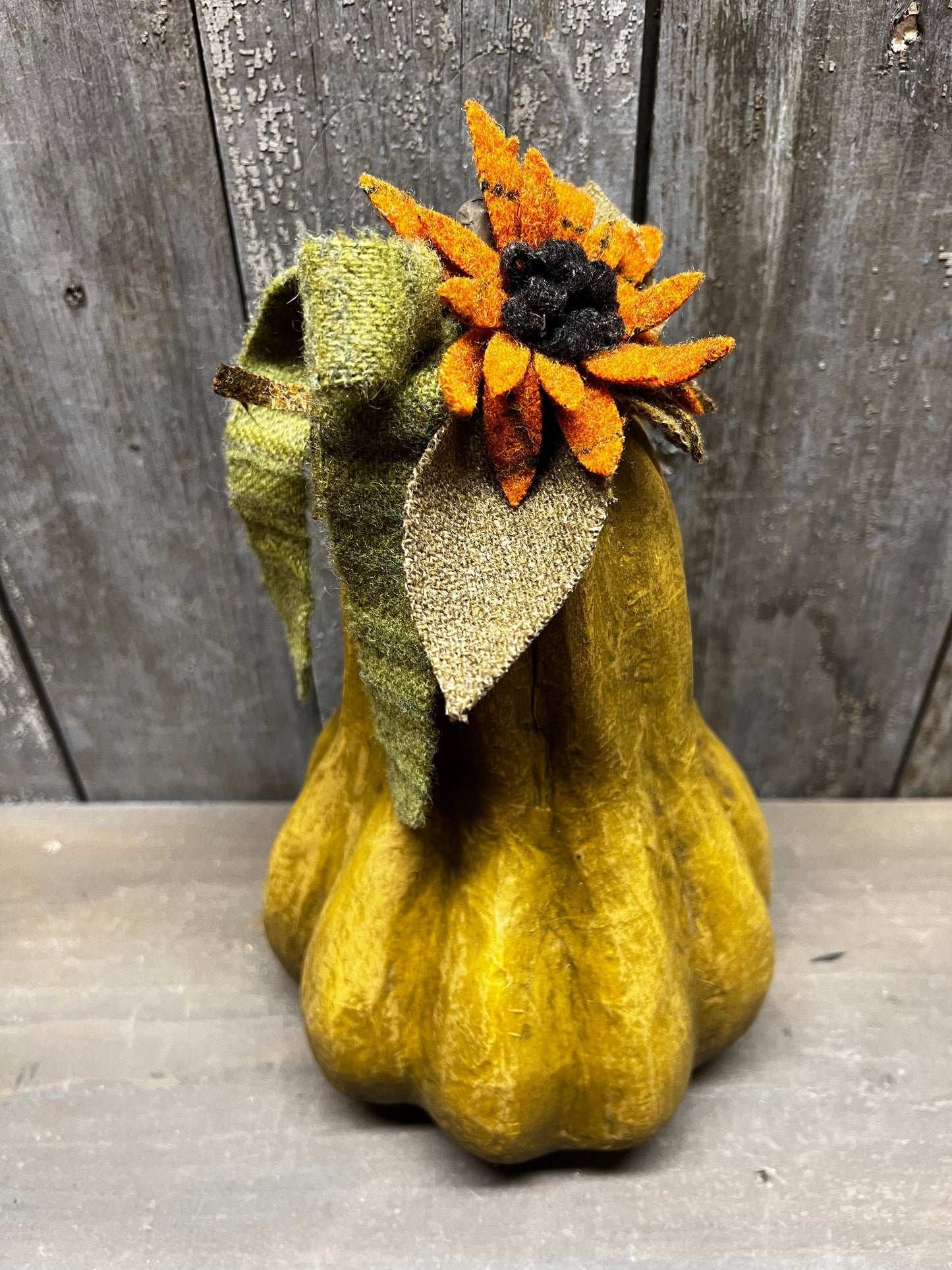 Paper Mache Pumpkin, 10.5", WOOL SUNFLOWERS