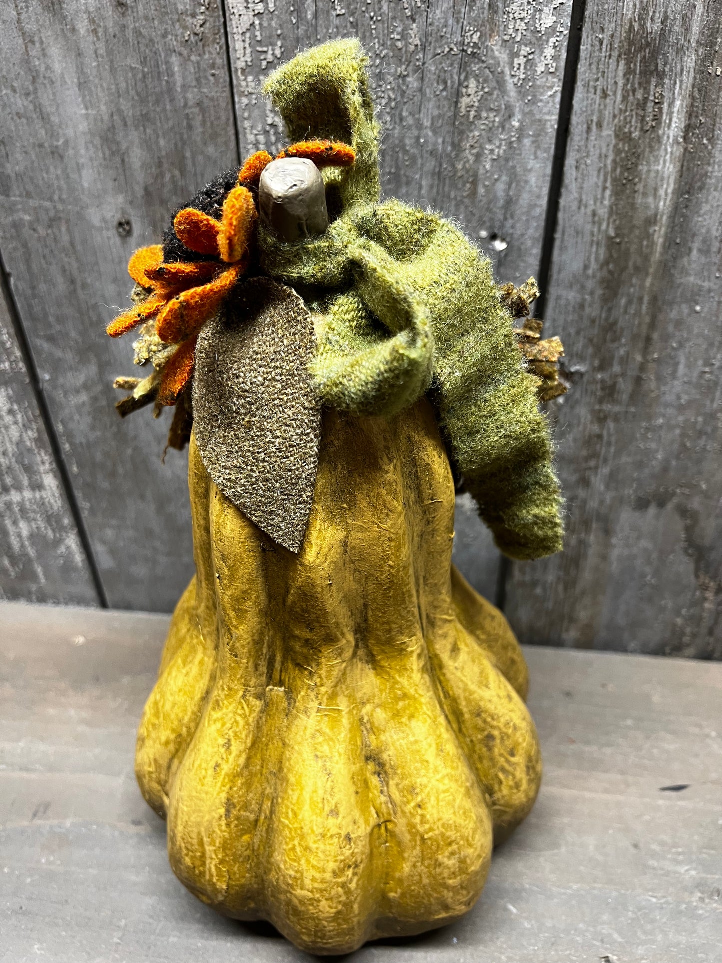 Paper Mache Pumpkin, 10.5", WOOL SUNFLOWERS